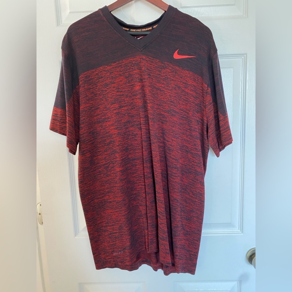 Nike Men's Dri-Fit Red and Black Athletic Shirt